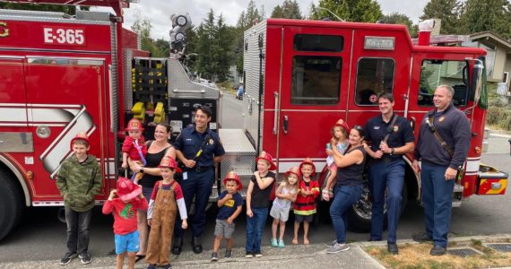 In these photos shared by Brianna Loran, her sons Lucas and Sebastian enjoy a recent visit from firefighters for Lucas’ 5th birthday. Sebastian, 2, nearly died in January after suffering a medical event, but he was saved by a fire crew that arrived in time. Courtesy photo