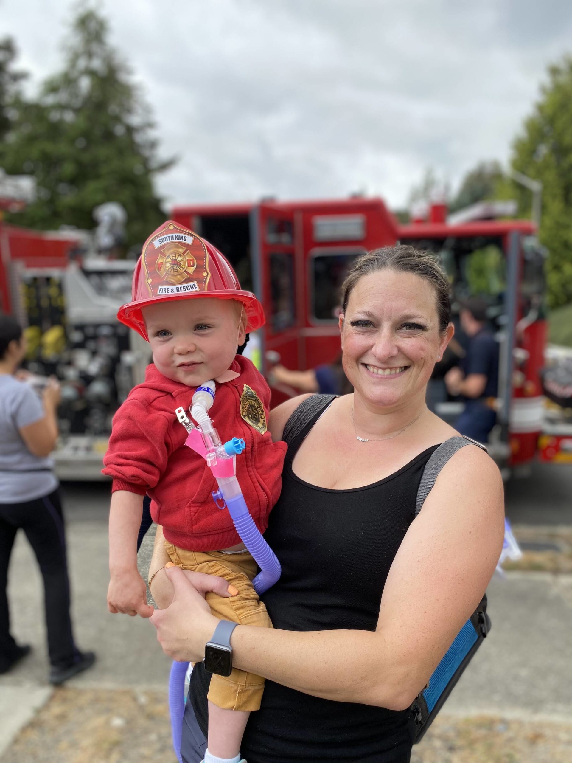 Courtesy photo
In this photo shared by Brianna Loran, her sons Lucas and Sebastian (pictured) enjoy a recent visit from firefighters for Lucas’ 5th birthday. Sebastian, 2, nearly died in January after suffering a medical event, but he was saved by a fire crew that arrived in time.