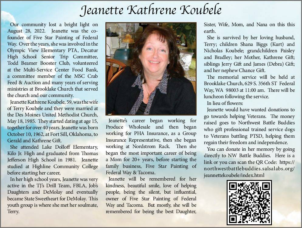 Jeanette Kathrene Koubele | Obituary