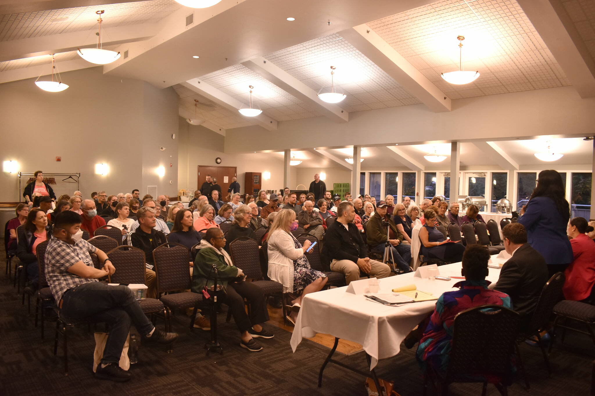 Around 80 people came to listen to candidates for Washington’s 30th Legislative district at the Twin Lakes Golf and Country Club in Federal Way on Wednesday. Photo by Alex Bruell/the Mirror