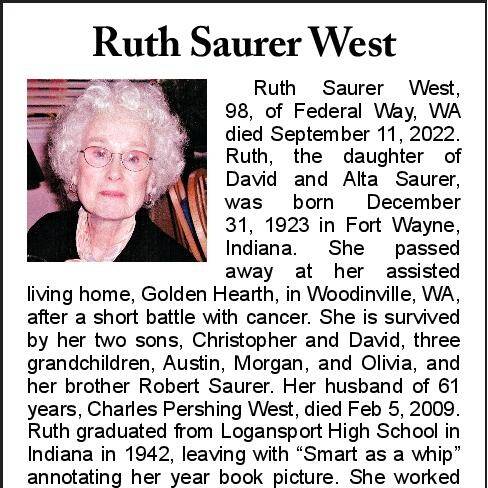 Ruth Saurer West | Obituary