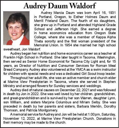 Audrey Daum Waldorf | Obituary