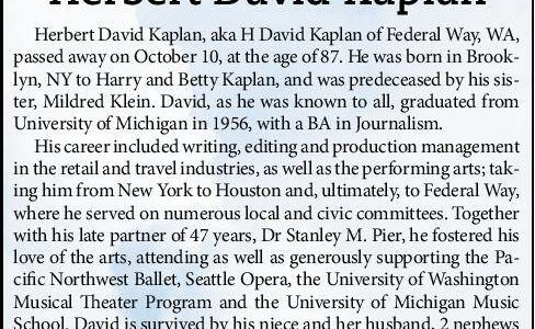 Herbert David Kaplan | Obituary