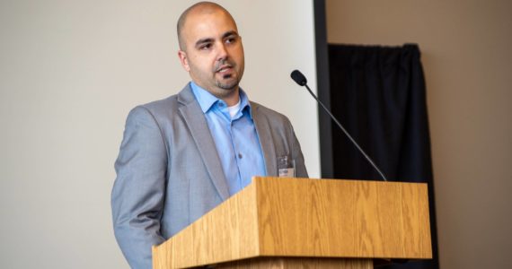 Photos courtesy of Mel Ponder Photography and MSC
Adam, who was connected with the MSC’s employment and education resources during his late teenage years, speaks at the luncheon on Oct. 20.