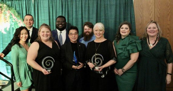 Chamber CEO Rebecca Martin, far right, stands with winners of the Impact and President’s awards on Nov. 12. Olivia Sullivan/the Mirror