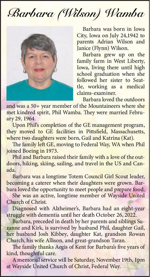 Barbara (Wilson) Wamba | Obituary