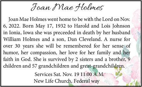 Joan Mae Holmes | Obituary