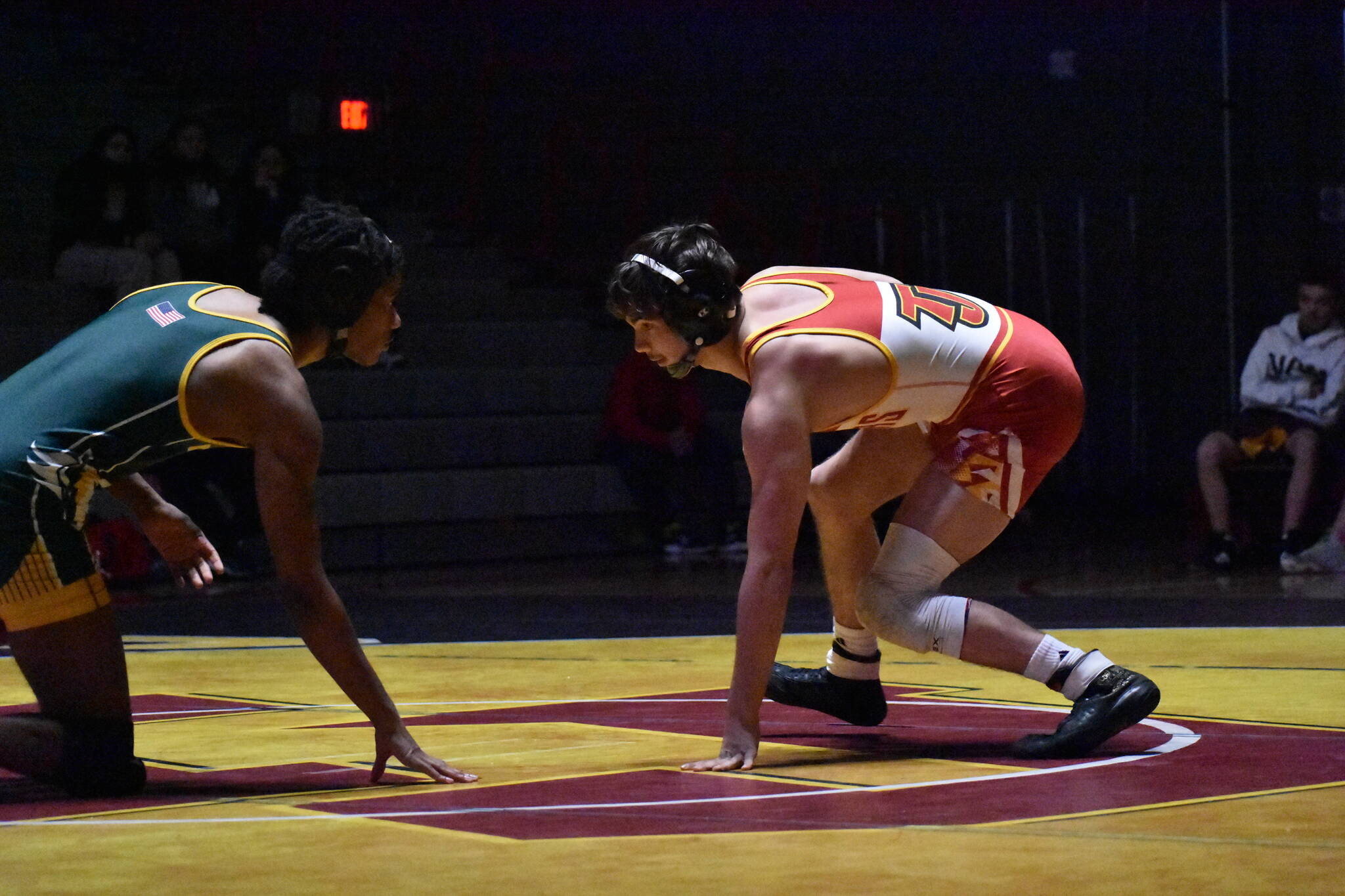 TJ captain CJ Trevino wrestling to help the Raiders take down the Chargers. Ben Ray/ The Mirror