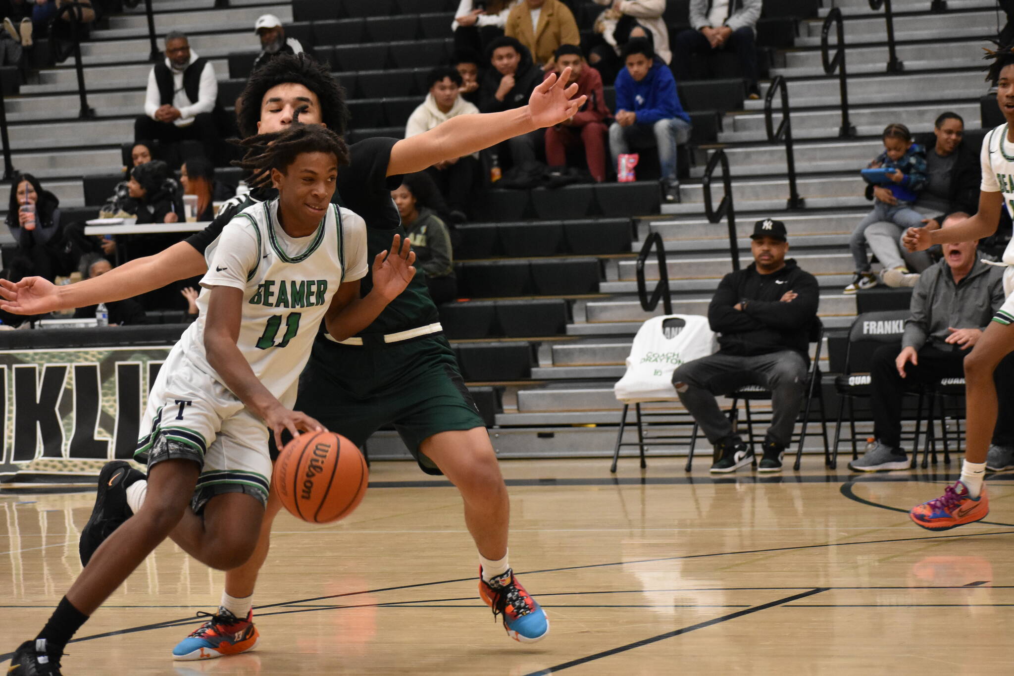 Todd Beamer junior Will Tellis drives to the basket against Franklin. Ben Ray/The Mirror