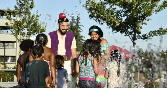 Aladdin and Jasmine made an appearance at the July 24, 2021, Movies in the Park in Federal Way. (Photo courtesy of Shelley Pauls)
