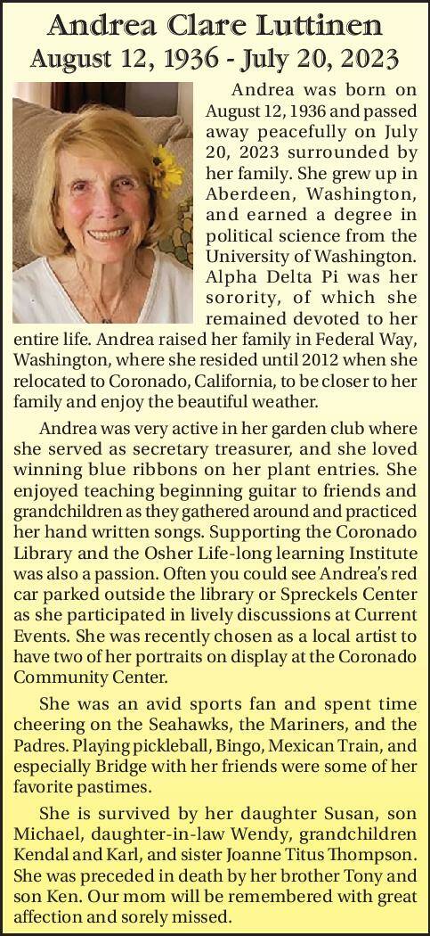 Andrea Clare Luttinen | Obituary