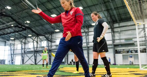 Amy Griffin coaching the U.S. Deaf National Team. (Photo courtesy of Amy Griffin)