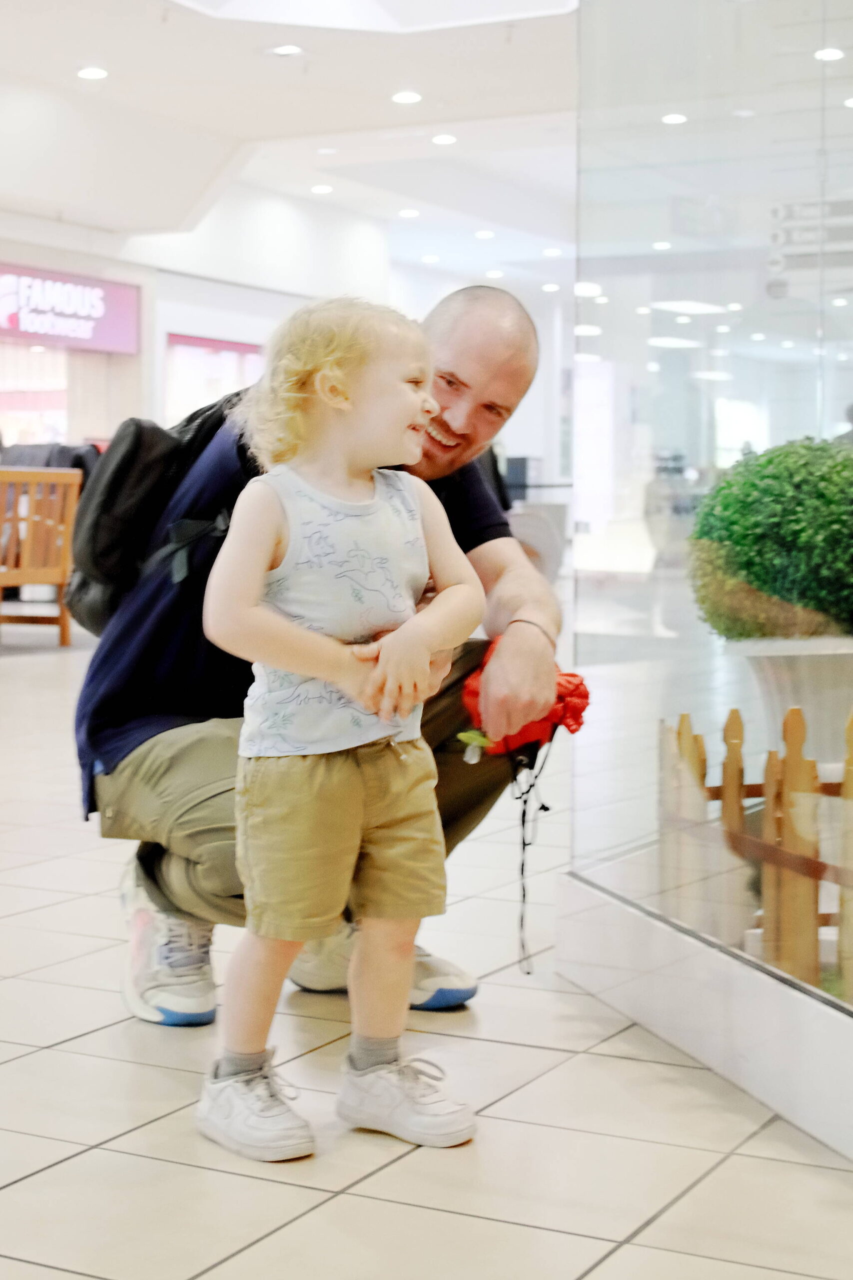 Photo by Keelin Everly-Lang / The Mirror
Jared Gloster and son Gavin at the Commons Mall in Federal Way.