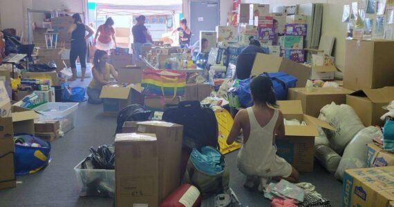 Photo of the Ke`ala `O Kamailelauli`ili`i Foundation gathering supplies and getting ready for Maui. (Photo courtesy of Kamaile Hamada)