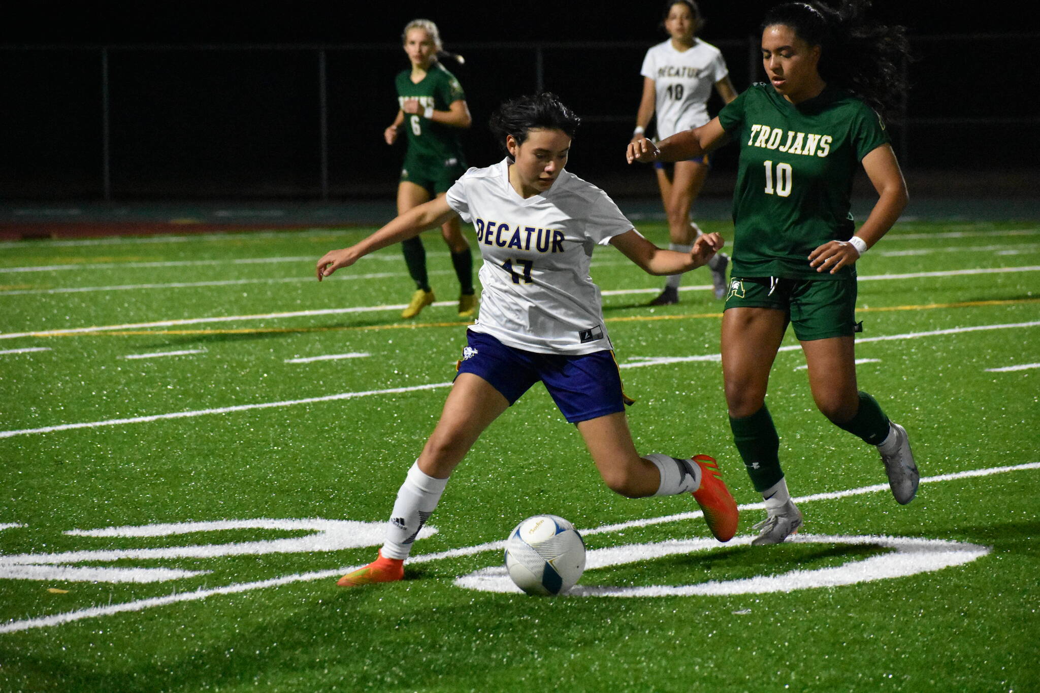 Decatur girls soccer notches first win in big style, take down Auburn