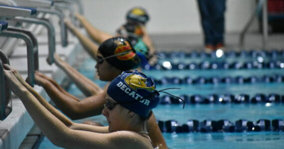 The first leg of the 200 IM gets ready at the all-city meet. Ben Ray / The Mirror