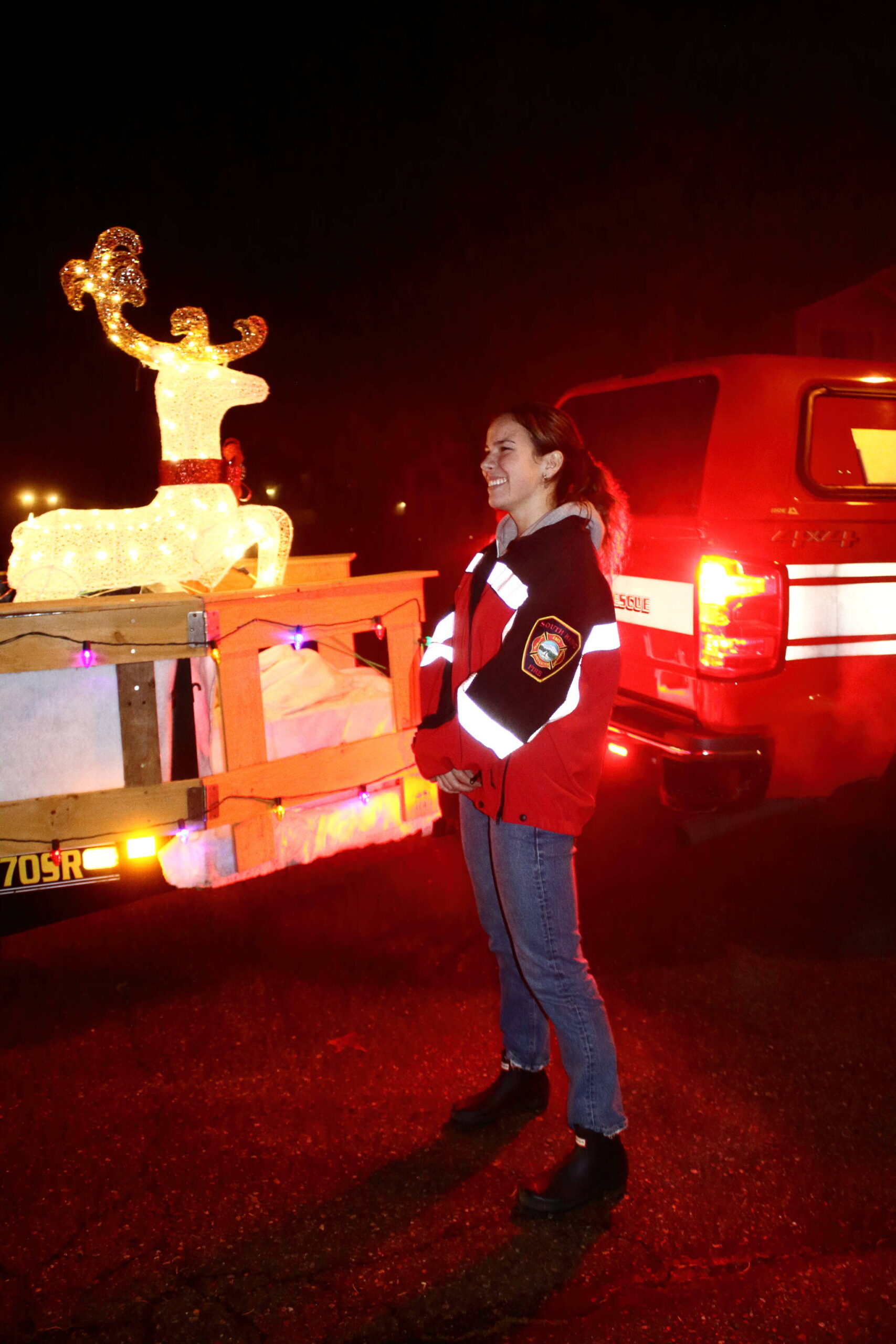 Annisa Lee is a firefighter and EMT at West Pierce but helped out her dad at the South King Fire’s Santa Parade.