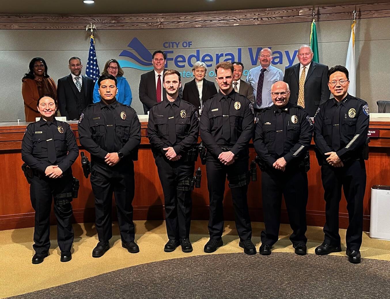Photo by David Solano / City of Federal Way
New police officers at the Federal Way Police Department.