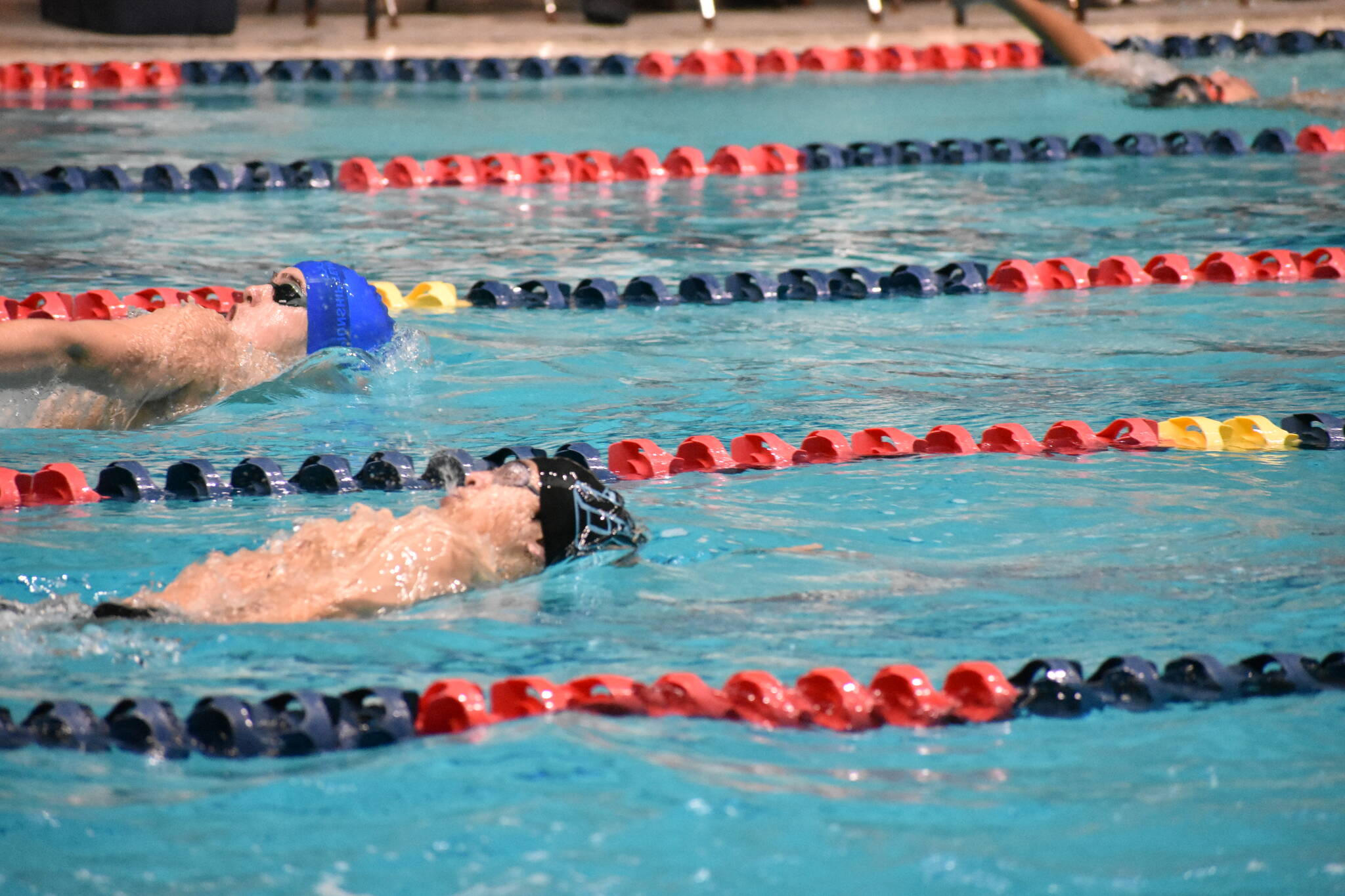 Todd Beamer and Federal Way battle it out in the backstroke. Ben Ray / The Mirror