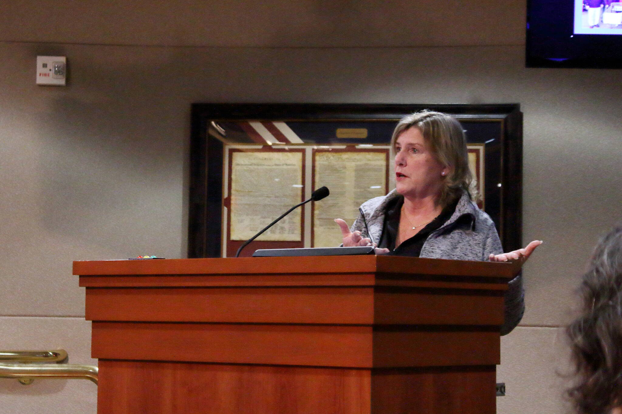 Cheryl Hurst shared exciting updates about the upcoming March for Diapers at the Federal Way City Council meeting. Photo by Keelin Everly-Lang/The Mirror