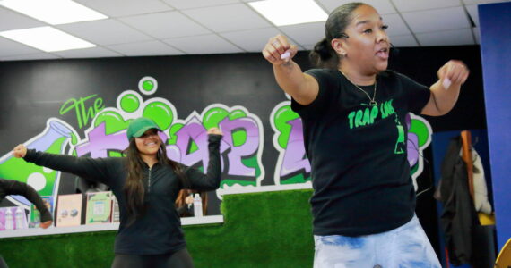 Scene from a high energy dance fitness class at the Trap Lab. Photo by Keelin Everly-Lang / The Mirror.