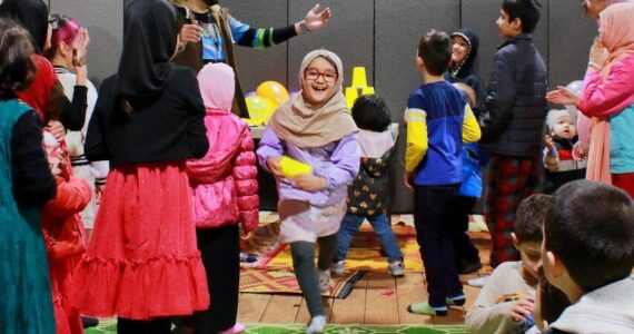 Children play games in the children’s tent at the Chand Raat Mela on April 9 at the Islamic Center of Federal Way. Photo by Keelin Everly-Lang / the Mirror.