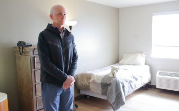 Congressman Adam Smith in a room at the Pete Andersen Family Shelter by FUSION. Photo by Keelin Everly-Lang/The Mirror
