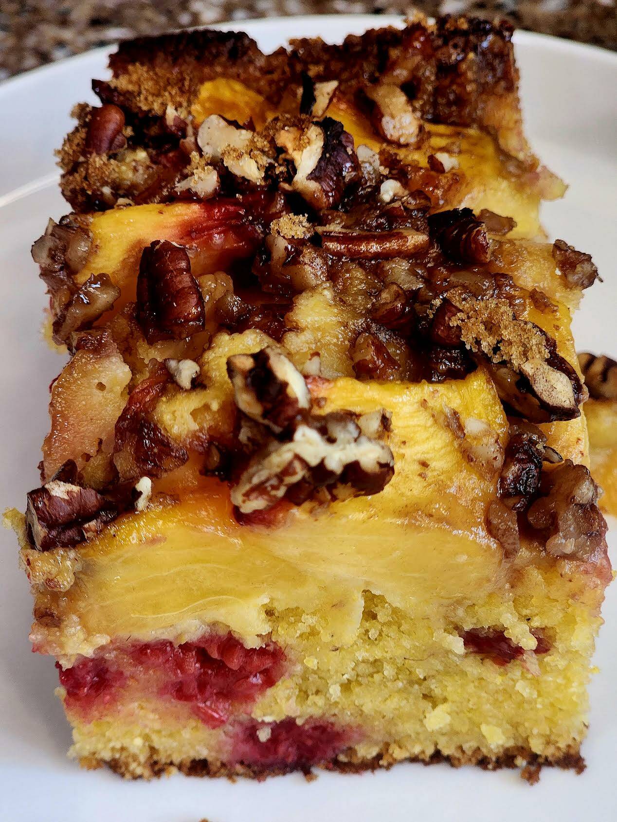 Raspberry peach cornbread. Photo by Vickie Chynoweth