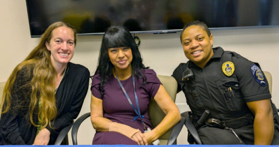 Valley Cities Crisis Program Manager Jessica Rosado, Recovery Place Kent Director Teri Hardy, and Federal Way Police Department Officer Sarah Montjoy. Photo courtesy of Valley Cities.