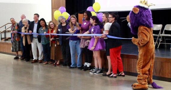 Students, local leaders and FWPS officials cut the ribbon to celebrate the completion of construction of the Illahee Middle School rebuild. Photo by Keelin Everly-Lang / the Mirror