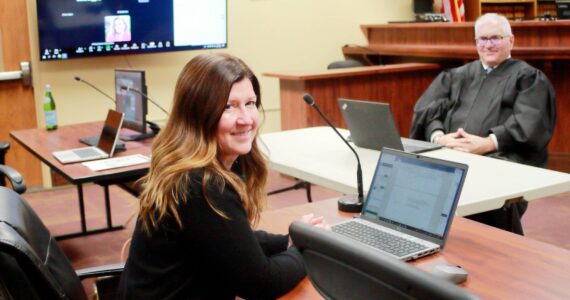 Federal Way Municipal Court Chief Prosecutor Jennifer Castleton and Judge David Larson at Federal Way’s Community Court on Sept. 18. Castleton and Larson are two of the people who helped set up community court in Federal Way. Photo by Keelin Everly-Lang / The Mirror