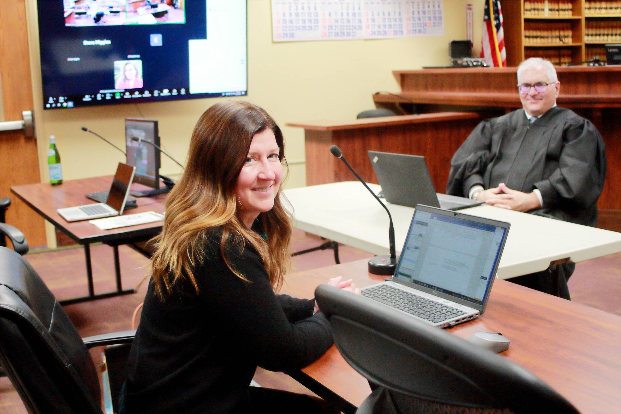 Federal Way Municipal Court Chief Prosecutor Jennifer Castleton and Judge David Larson at Federal Way’s Community Court on Sept. 18. Castleton and Larson are two of the people who helped set up community court in Federal Way. Photo by Keelin Everly-Lang / The Mirror