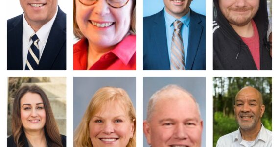 Top row, left to right: Jim Ferrell, Susan Honda, Martin Moore, Nathan Orth. Bottom row, left to right: Melissa Hamilton, Tammy Dziak, Jack Dovey, Les Sessoms.