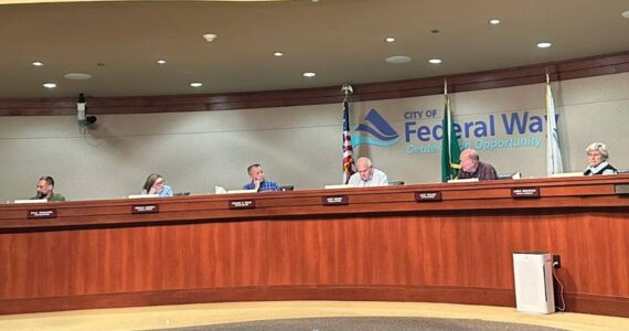Members of the Federal Way City Council met during the Land Use and Transportation Committee meeting Oct. 6 at Federal Way City Hall to discuss Neighborhood Traffic Safety projects. Photo by Alexa Meyer