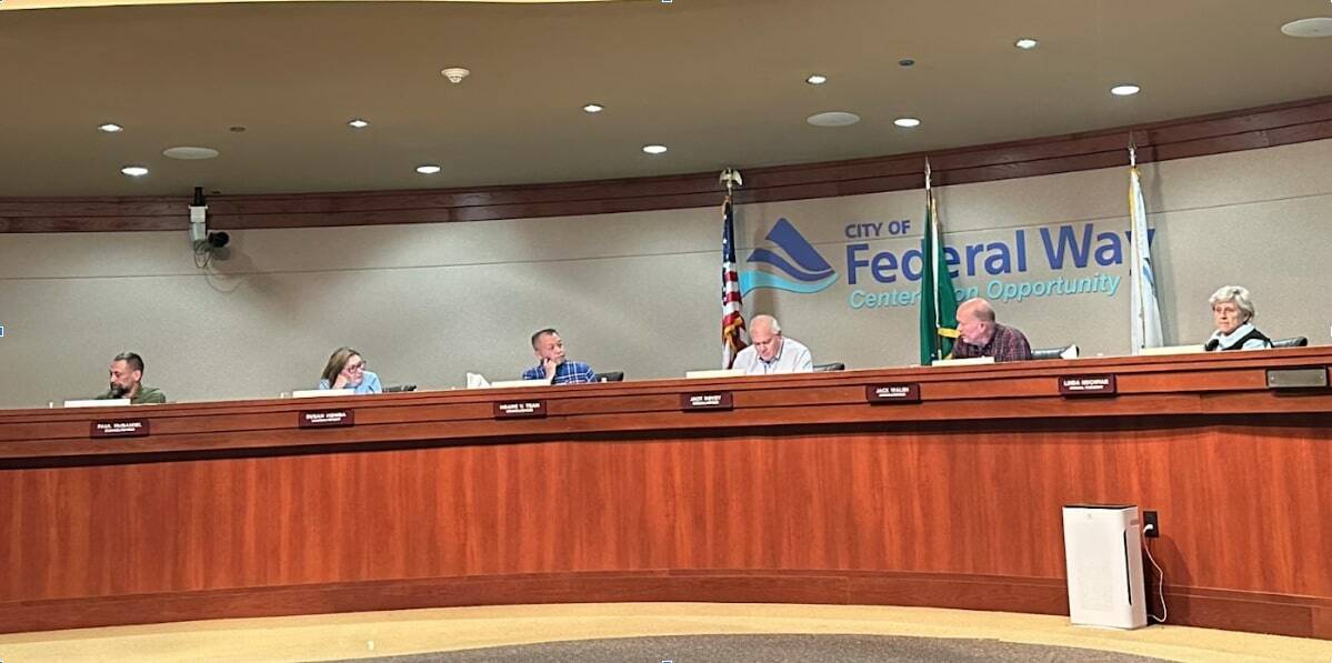 Members of the Federal Way City Council met during the Land Use and Transportation Committee meeting Oct. 6 at Federal Way City Hall to discuss Neighborhood Traffic Safety projects. Photo by Alexa Meyer