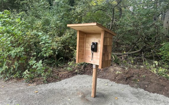 The newly installed wind phone is available for anyone who may benefit from a reflective moment in their grief to connect with lost loved ones through the installation. Photo courtesy of Ben Miller / City of Federal Way