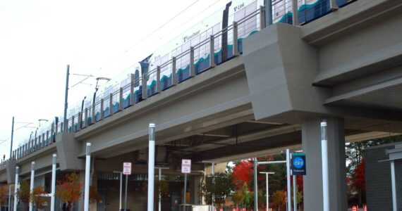 Light rail trains can now be seen running their regular schedule as the simulated service tests the schedule and infrastructure that will open on Dec. 6 to Federal Way. Photo by Keelin Everly-Lang / the Mirror