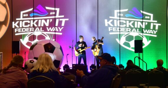 The Olson Bros Band performed on Friday, Nov. 14, at the free event hosted by the city of Federal Way at the Performing Arts and Event Center to unveil their plans for a three-day community festival planned to coincide with the 2026 FIFA World Cup. Photo by Bruce Honda