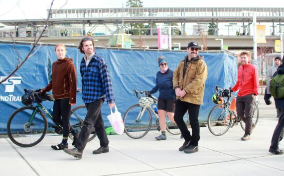 Community members try out the light rail for the first time on Dec. 6 at the Federal Way station. Photo by Keelin Everly-Lang / the Mirror