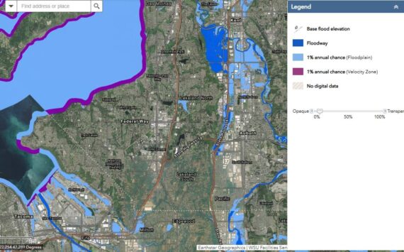 Federal Way has a low to moderate risk of floods, according to the Washington Department of Ecology. Screenshot of map.