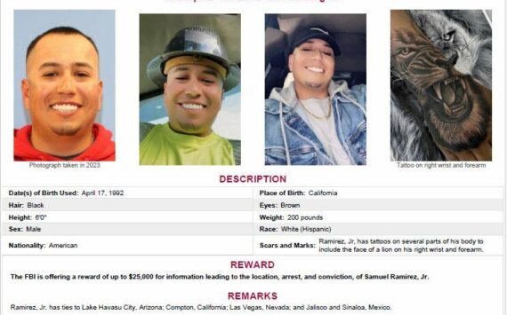 FBI flyer announcing award for information about Samuel Ramirez.