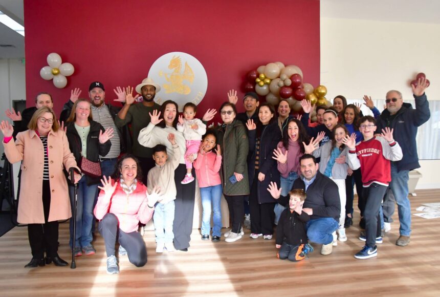 <p>Owners of new Pure Strength Pilates studio celebrate opening their doors with a ribbon cutting and members of the community. Photo by Bruce Honda.</p>