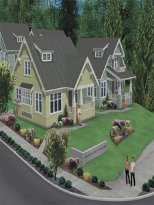 A rendering illustrates how the Mirror Lake Highland cottage housing development will look. Bill McCaffrey of The Wjm Studio Inc. created the rendering.