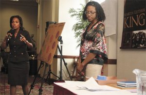 DeBorah Little (left) and delegate Nila Griffin