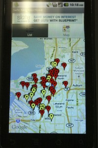 Using the Android app 'Safe Neighborhood' while standing at South 324th Street and Pacific Highway South in Federal Way