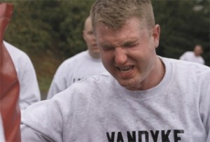 Federal Way police recruit Carl VanDyke with a face full of pepper spray.