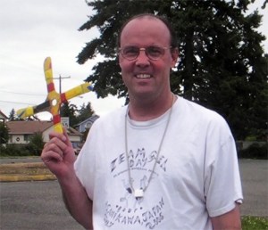 Michael “Gel” Girvin demonstrates how to properly use a boomerang.