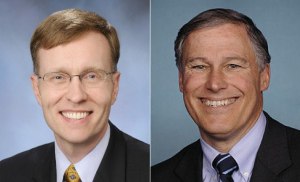 Pictured left to right: Rob McKenna and Jay Inslee.