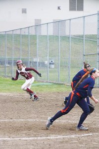 Thomas Jefferson freshman Sam Simudson takes off to second base during the Raiders' 13-3 win over Decatur Tuesday at TJ. Simundson finished 3 for 4 with a home run.