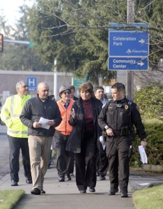 City staff and council member Jeanne Burbidge